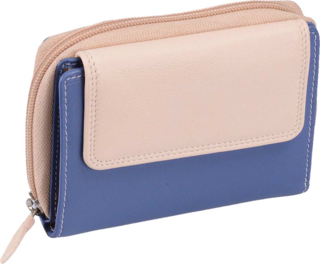 Herrenbörse Herren Geldbörse Leder Brieftasche Kombibörse LEMONDO, hellblau-mandarine-beige 3223078