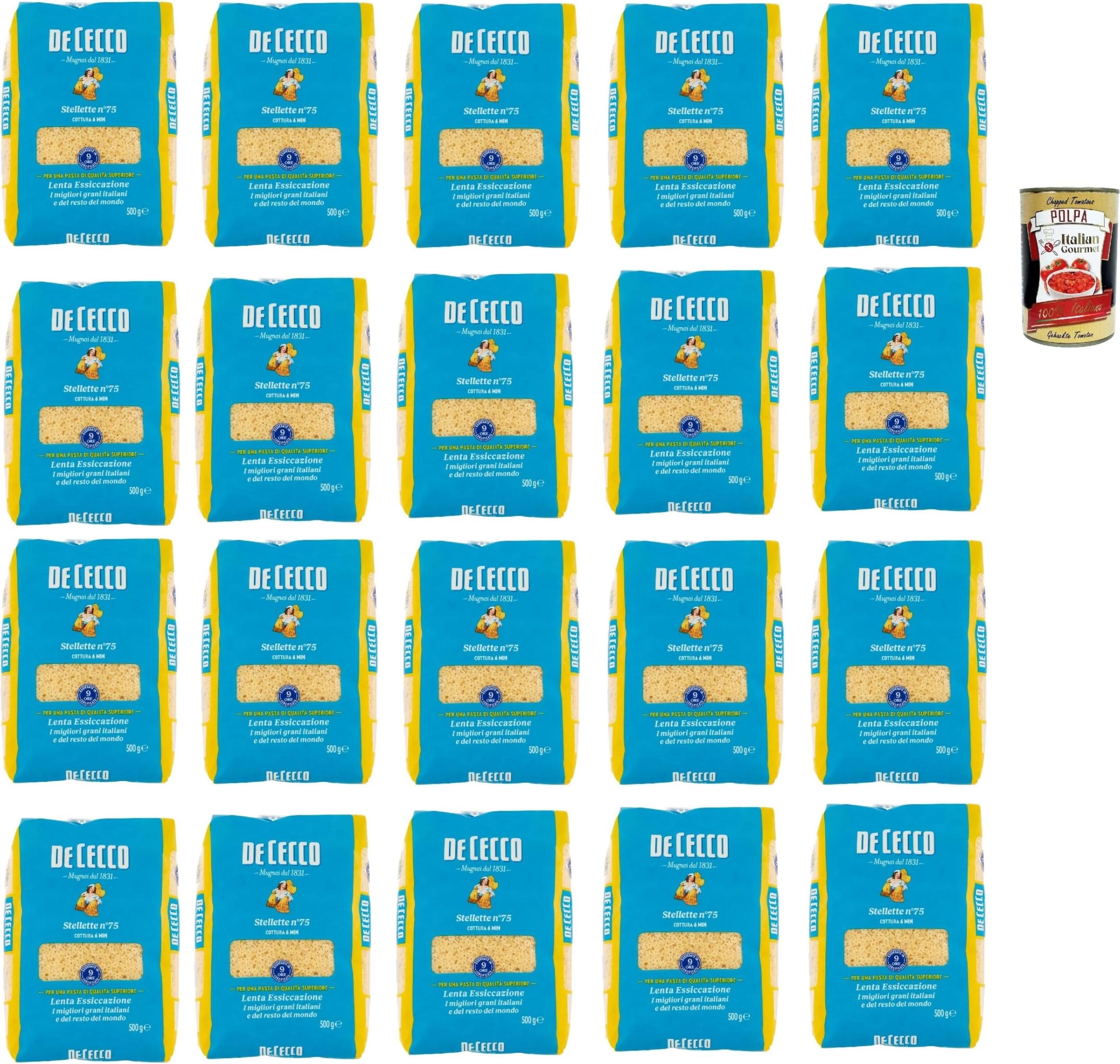 De Cecco Stellette N°75, 100% Italienisch Pasta Nudeln 20x 500g + Italian Gourmet Polpa 400g Y4-CE8Q-1CI8