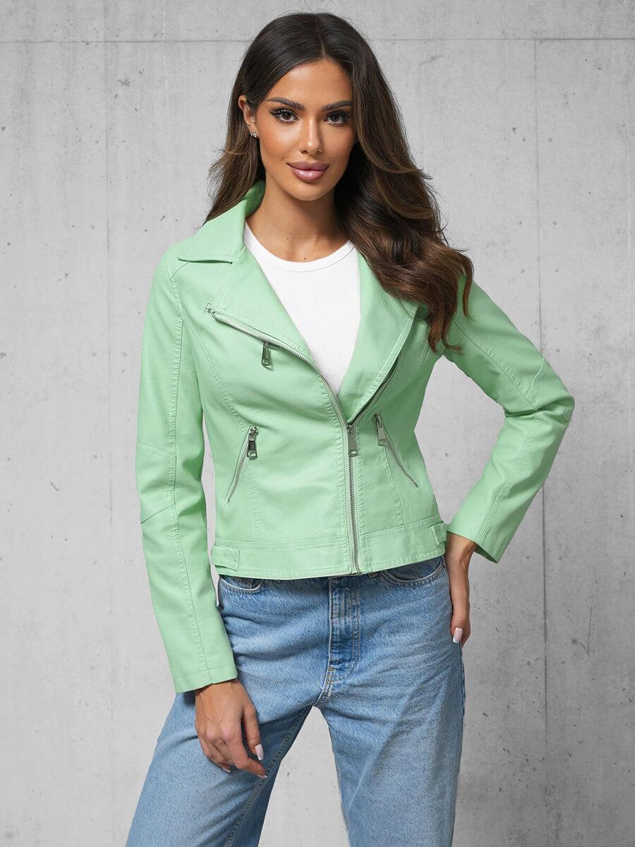 Damen Lederjacke Mintgrün OZONEE O/G88 S