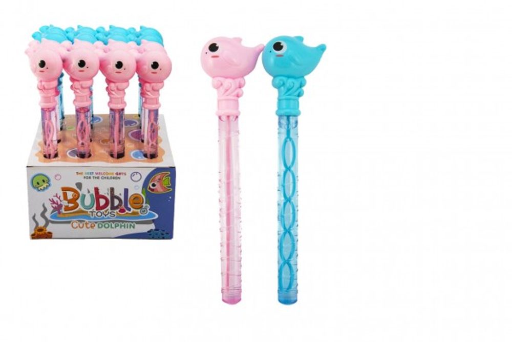 Teddies Bublifuk trubice delfín/ryba 35cm se zvukem 2 barvy 16ks P167478
