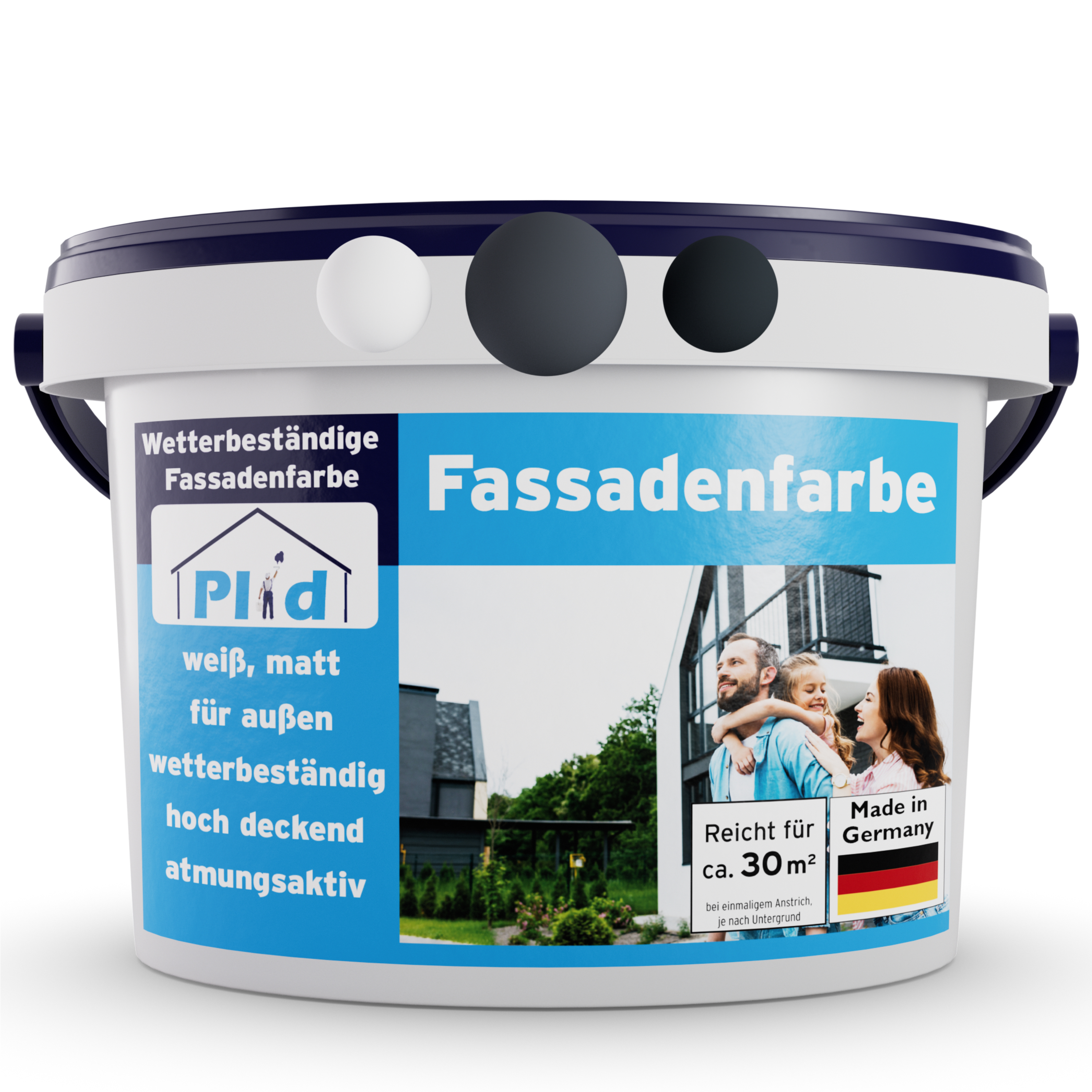 Plid Fassadenfarbe Schiefergrau 5l , für ca. 30m² / Außenfarbe Fassadenwetter, Mauerfarbe, Hausfarbe Fassade