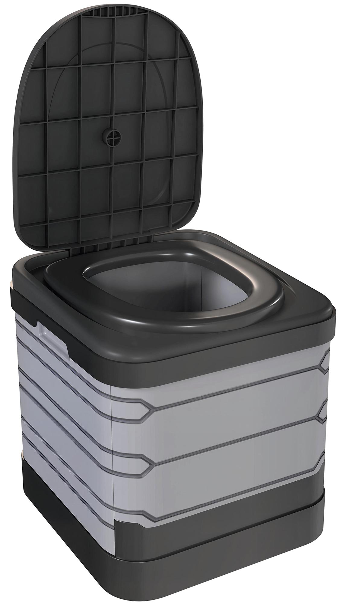 Welikera Campingtoilette Faltbare Reisetoilette bis 150 kg mit 12 Gerinnungspulver-Päckchen 12 Entsorgungsbeuteln 42 x 46 x 43,5 cm Grau KAUF-DUMO-A20-650V00GY-018