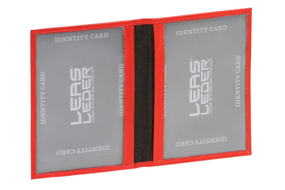 LEAS Schlanke Fahrzeugscheinhülle für Zulassungsbescheinigung Ausweismappe- & -hülle mit 2 Sichtfenstern Echt-Leder, rot LEA50010-01-08