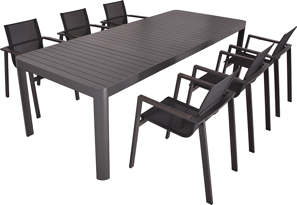 Gartenmöbel Tischgruppe, 7-tlg. in anthrazit mit Ausziehtisch, MAINAU-120