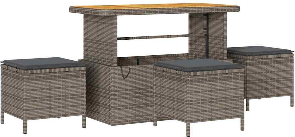 vidaXL Záhradný jedálenský set sivý polyratan