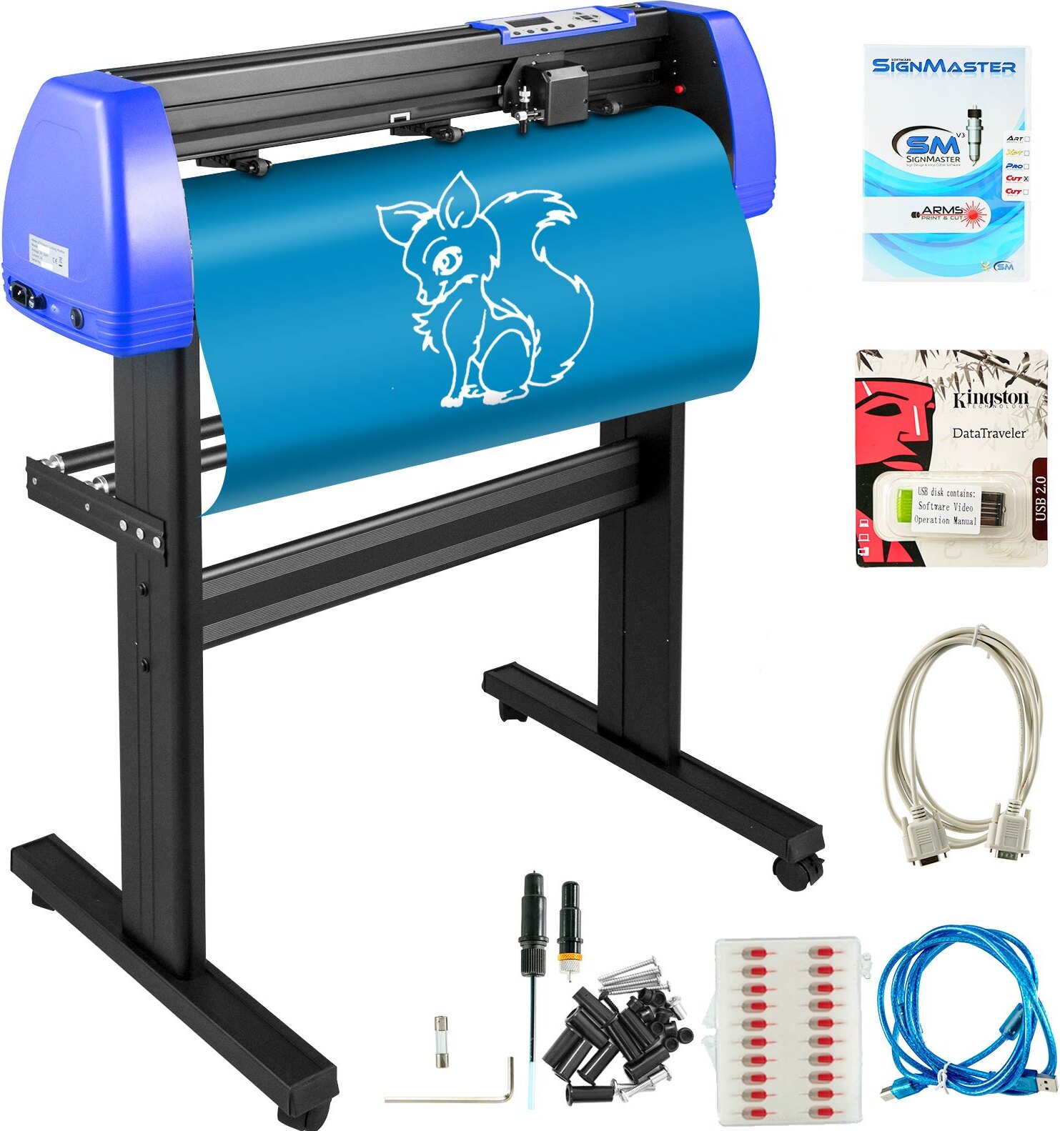 Topdeal Schneideplotter 870 mm Folienplotter Plotter Vinyl Schneideplotter mit Sign Master Plotter Folienschneider Schwarz und Blau