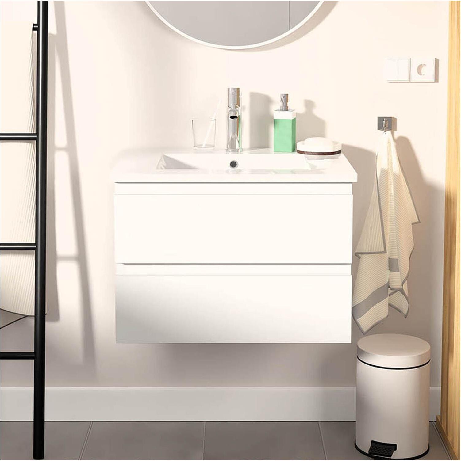 Einzelwaschtisch-Set 60 cm mit Keramikplatte und Chromhahn SORRENTO