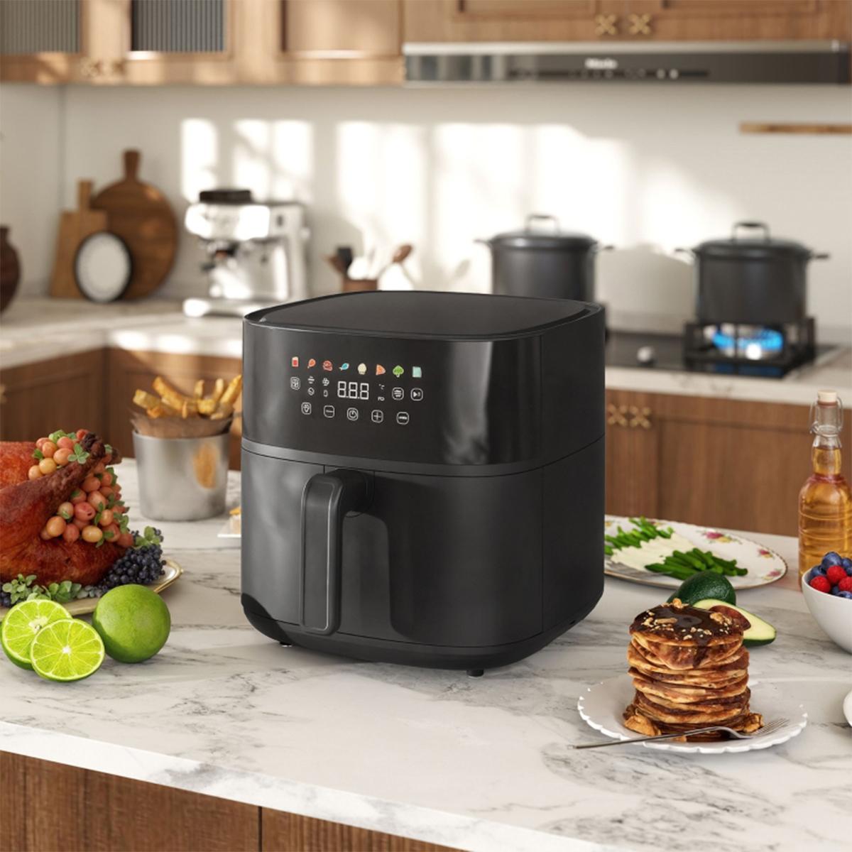 Xdovet Air Fryer mit 8 Voreinstellungen 60 Min Timer und LED-Touch-Display Heißluftfritteuse 1700W 8L XTEILC32