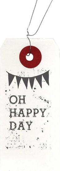 Artemio Weiße Etiketten + Holz Stempel 'Oh Happy Day' 1321