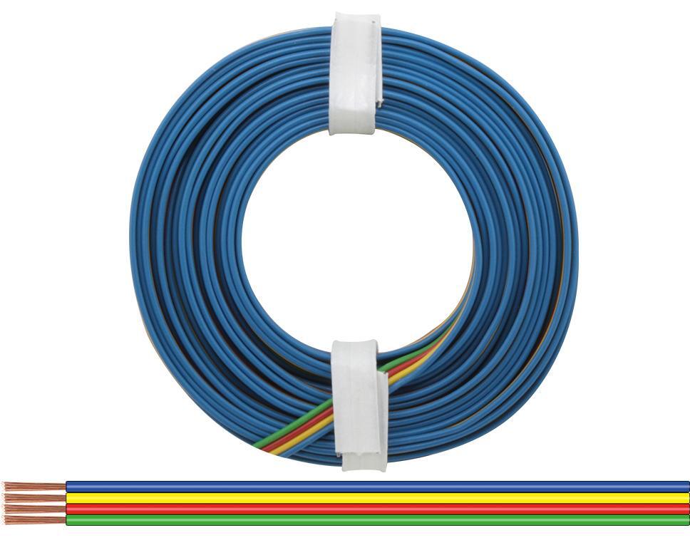 Donau Elektronik Vierlingslitze isoliert, 4x0,14mm, 5m - Farbe: blau, gelb, rot, grün 418-5