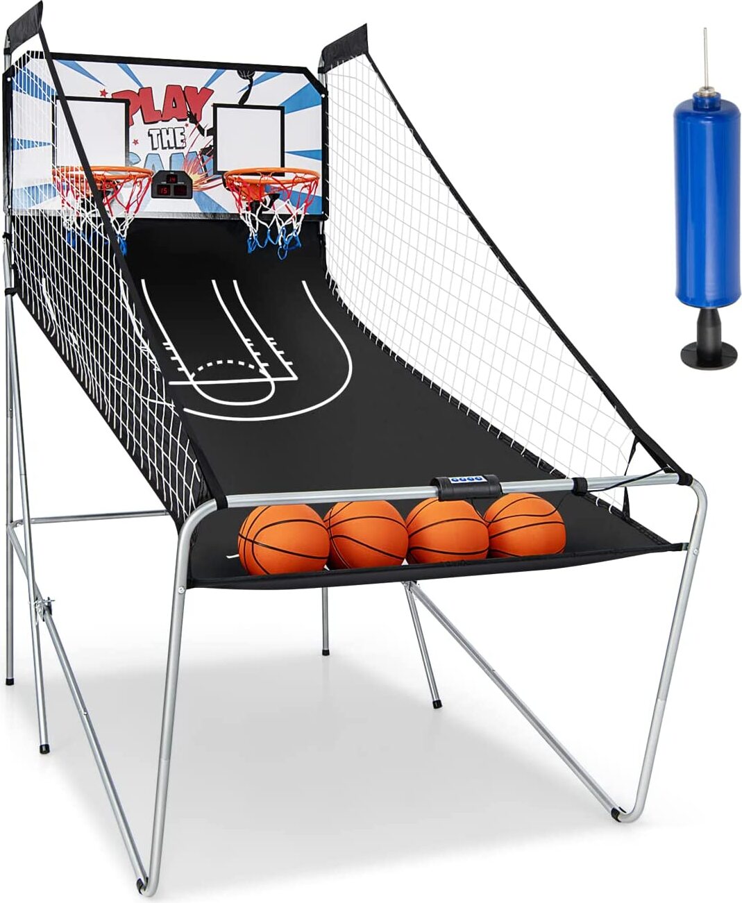 GOPLUS Basketball-Schießmaschine, Basketballständer inkl. 4 Basketbälle und Pumpe, Basketballkorb klappbar, Basketballständer TQ48989DE