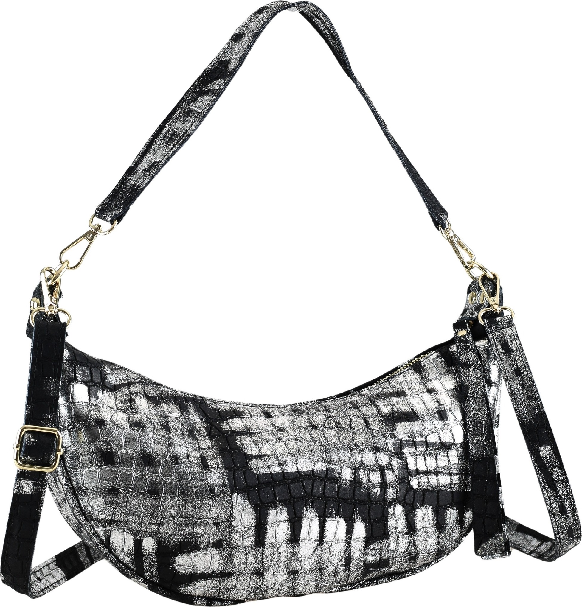 Schultertasche Silbermond elegant- Tasche mit silber-Finish von collezione alessandro