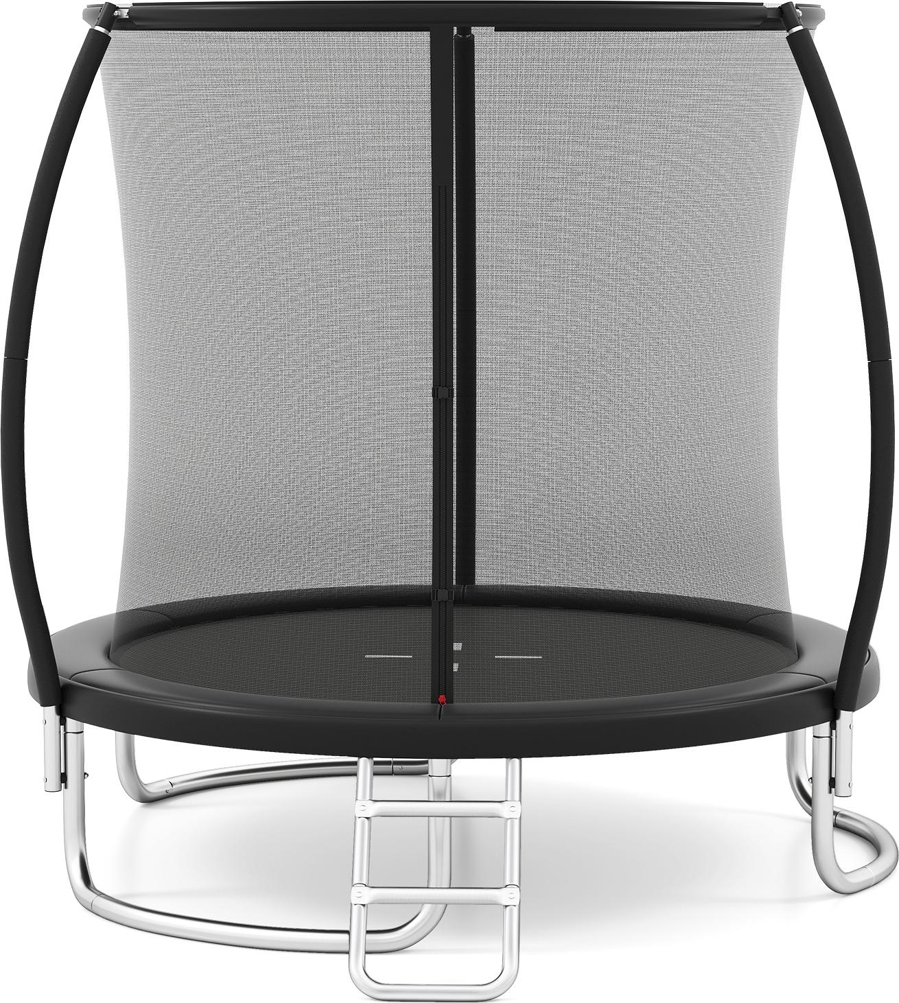 COSTWAY Ø244cm vonkajšia trampolína, záhradná okrúhla trampolína s rebríkom, bezpečnostnou sieťou, krytom okraja a kovovým rámom, detská trampolína pre deti a dospelých
