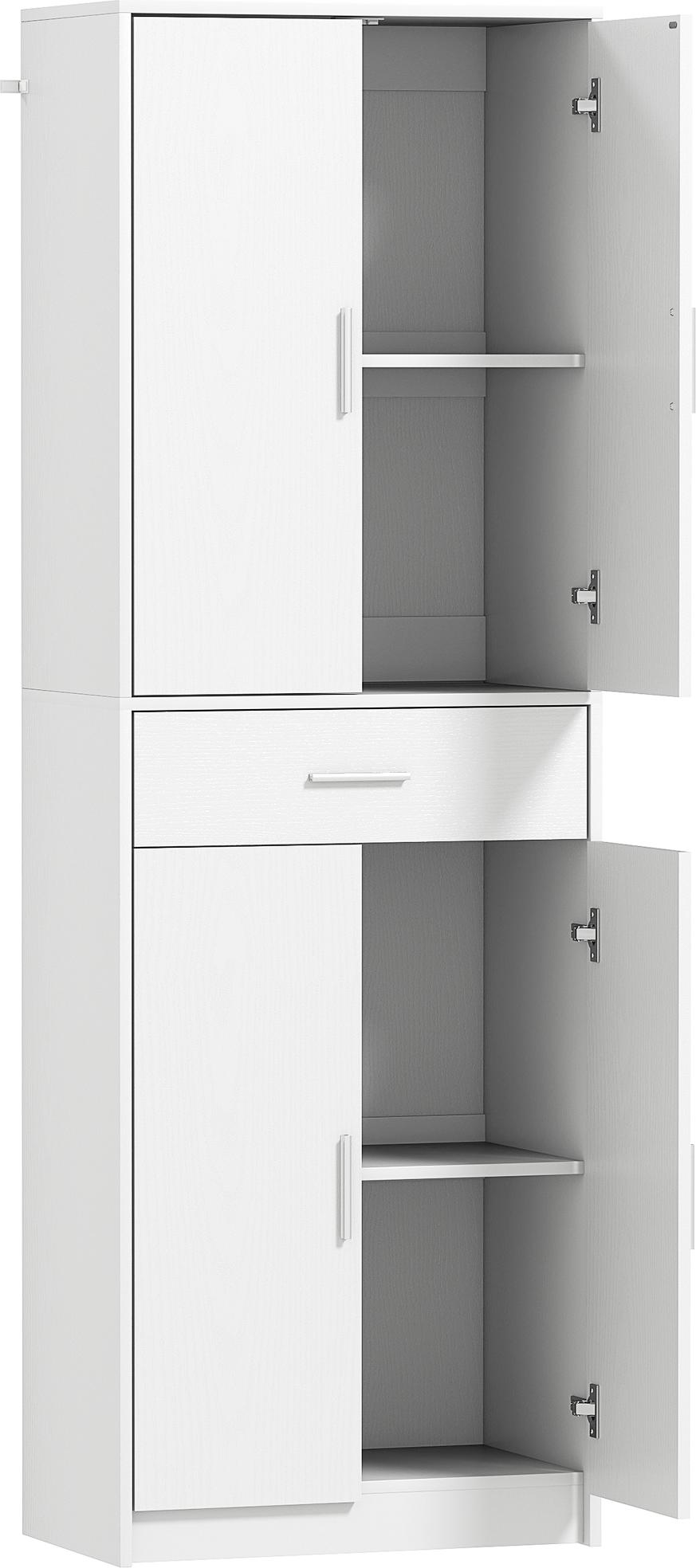 Slyrun Weißer Küchenschrank mit 3-fach höhenverstellbaren Regalen aus MDF - Großer Stauraum für Küchenorganisation KAUF-QYSP-836-595V90WT-015