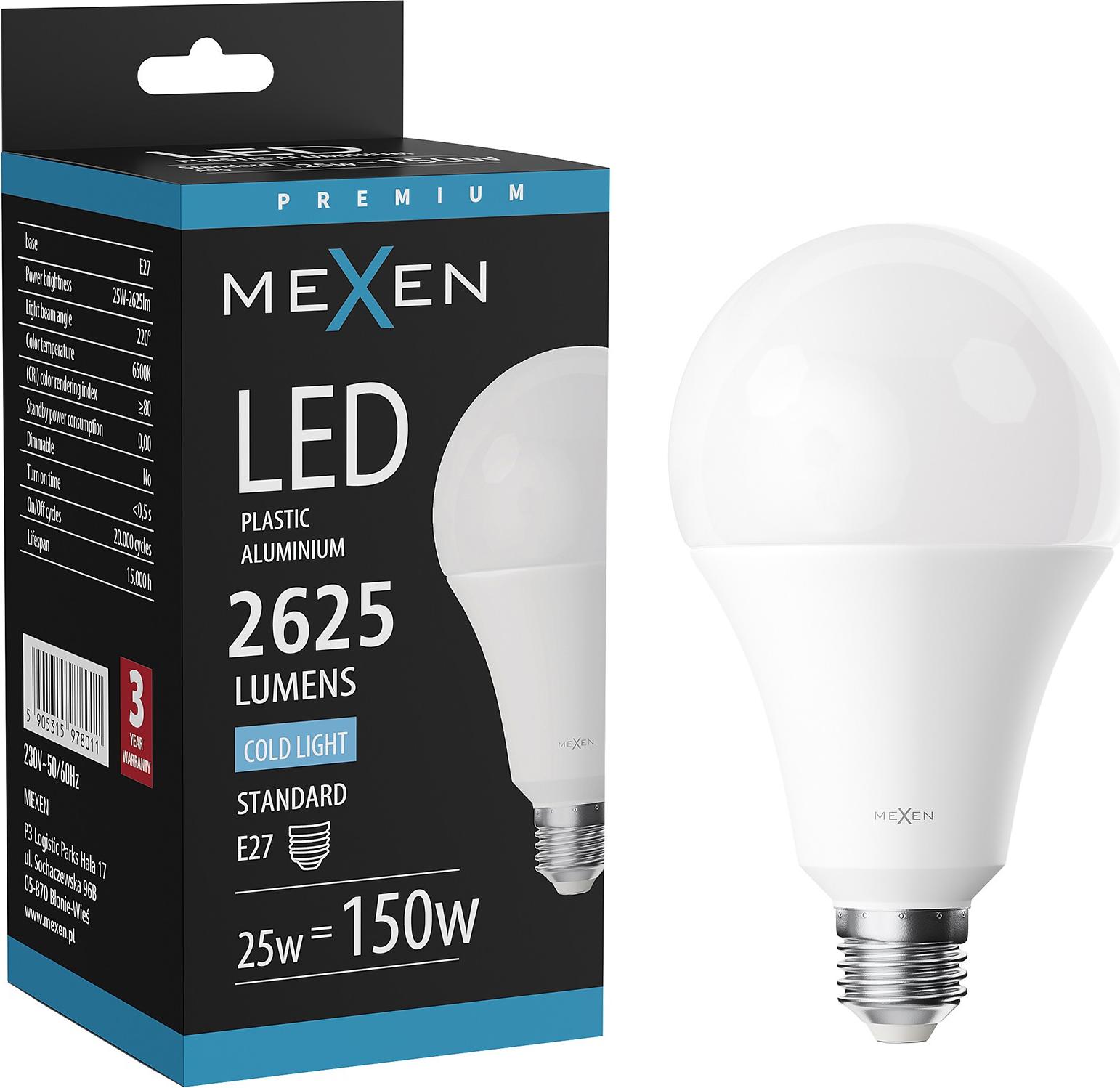 Mexen Nova LED-Lampe E27, A95, 25W, Kalt - 6500K, 2625 lm - L100-E27-2565-01