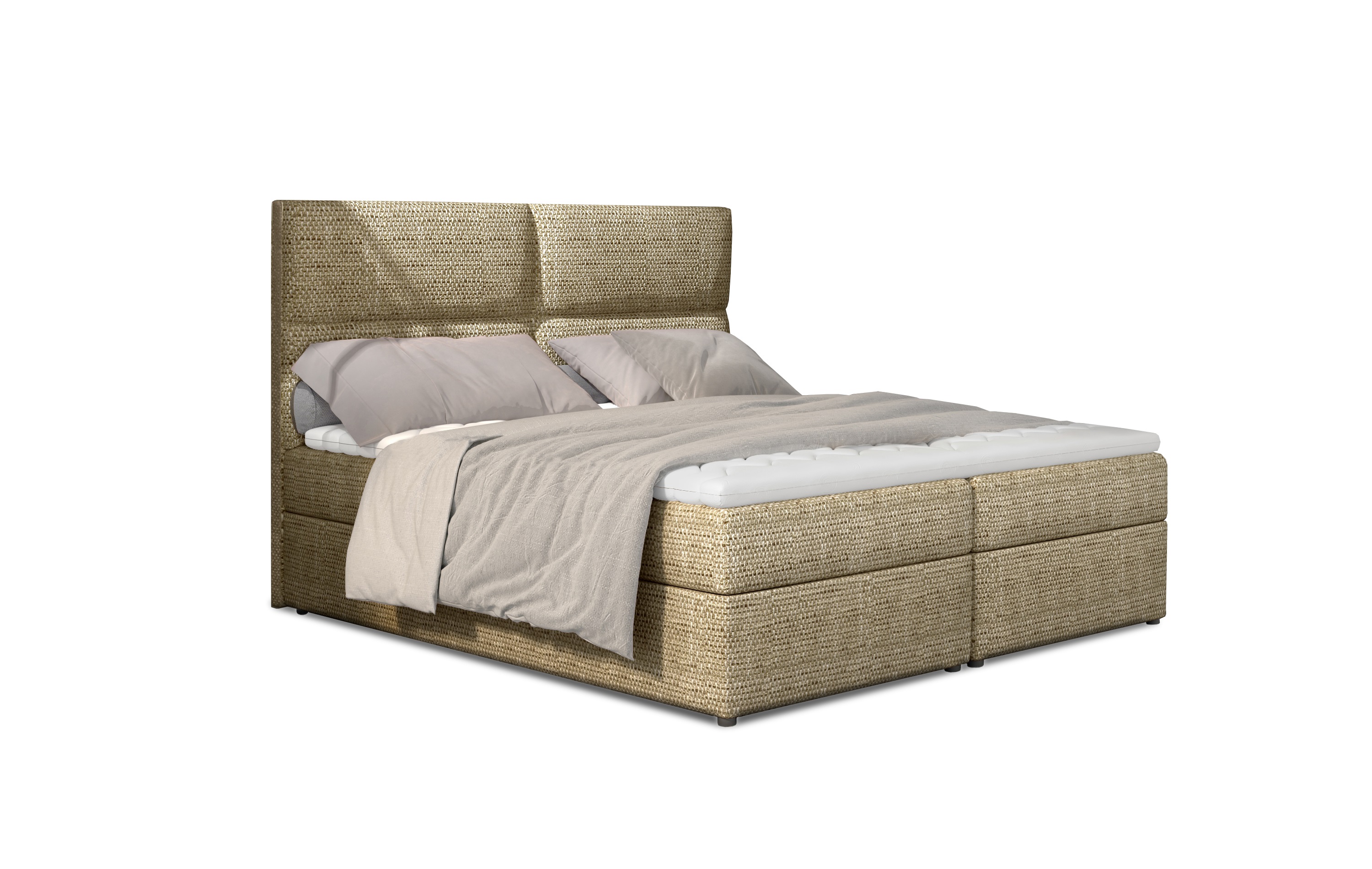 MOB, Manželská posteľ Boxspring 165 cm - Alyce (béžová) (s matracmi)