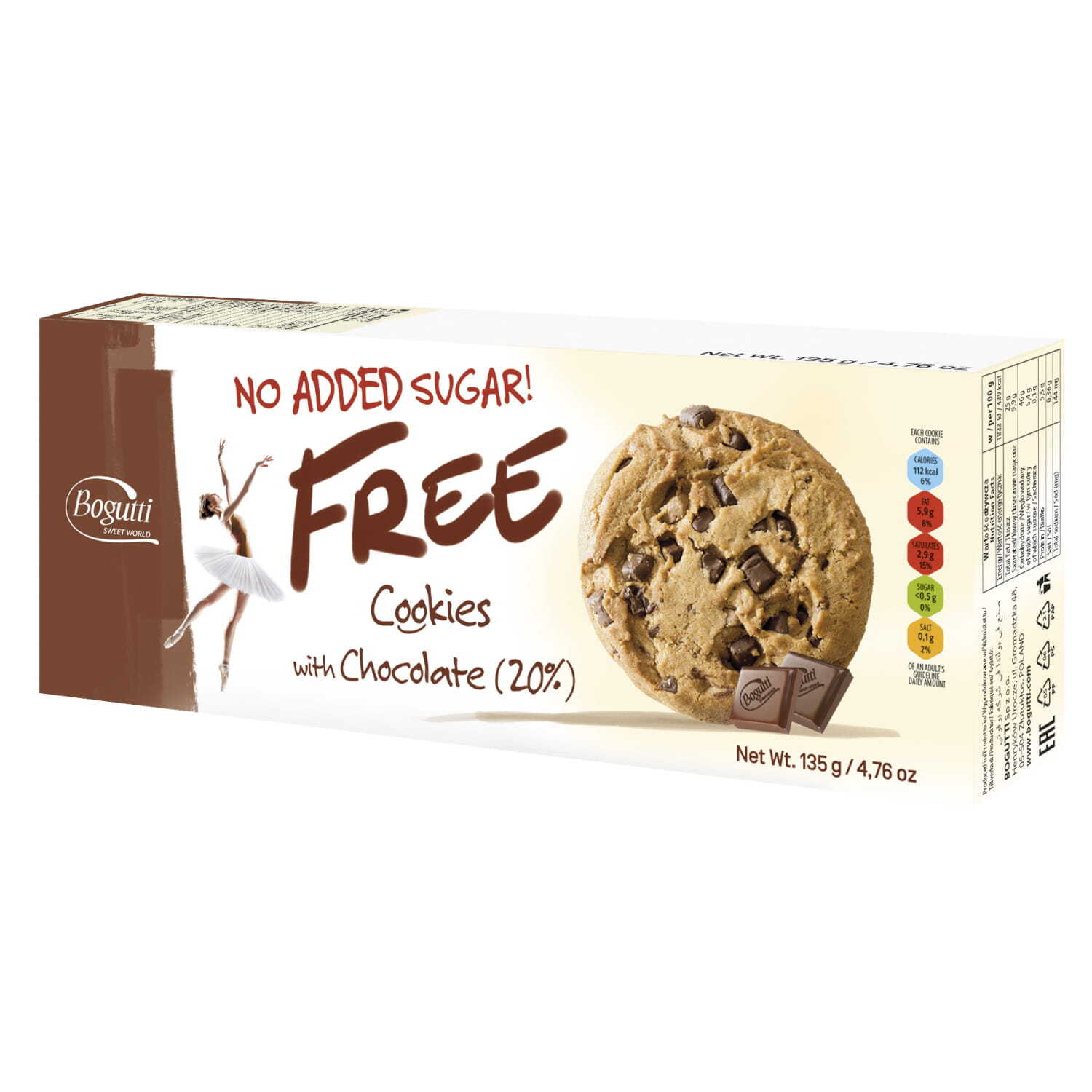 "BOGUTTI" SPÓKA Z OGRANICZON ODPOWIEDZIALNOCI BOGUTTI Kekse mit 20% zuckerfreier Schokolade 135 g