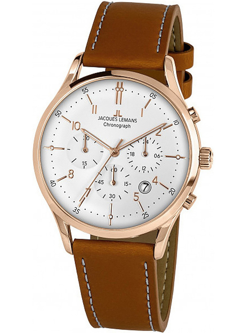 Jacques Lemans - 1-2068R - Náramkové hodinky - Pánske - Quartz - Chronograf - Retro Classic