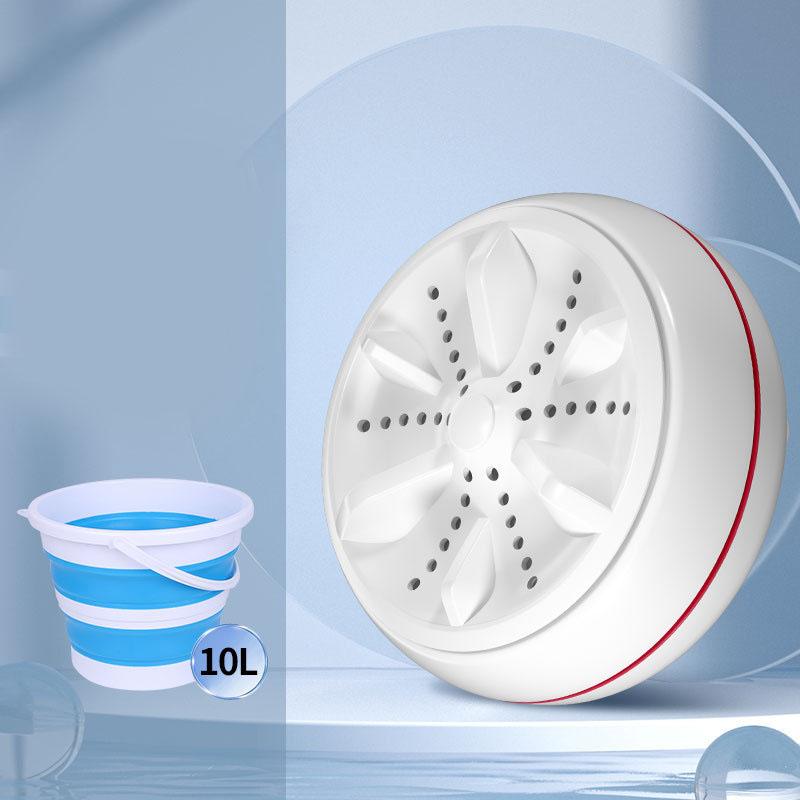 Mini práčka Vysoký výkon Prenosná výkonná čistiaca ultrazvuková Turbo skladacia cestovná práčka Kovová koža Box White