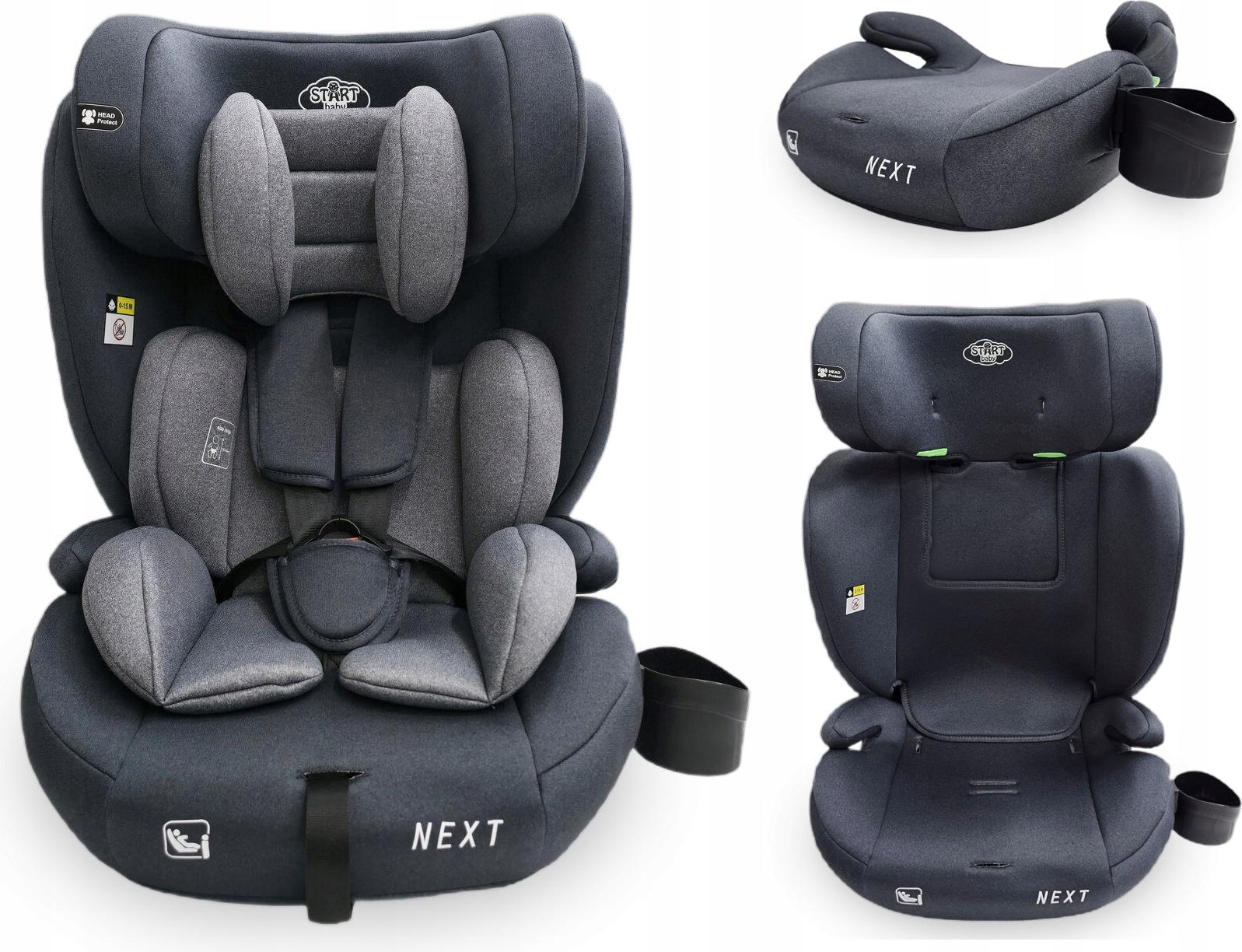 Kindersitz Start Baby NEXT i-SIZE 9-36 kg grau mit verstellbarer Kopfstütze