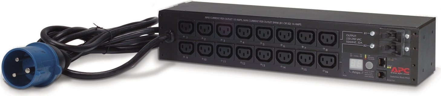 APC Rack PDU, mit Schaltfunktion, 2 HE, 32 A, 230 V, (16)C13 AP7922B