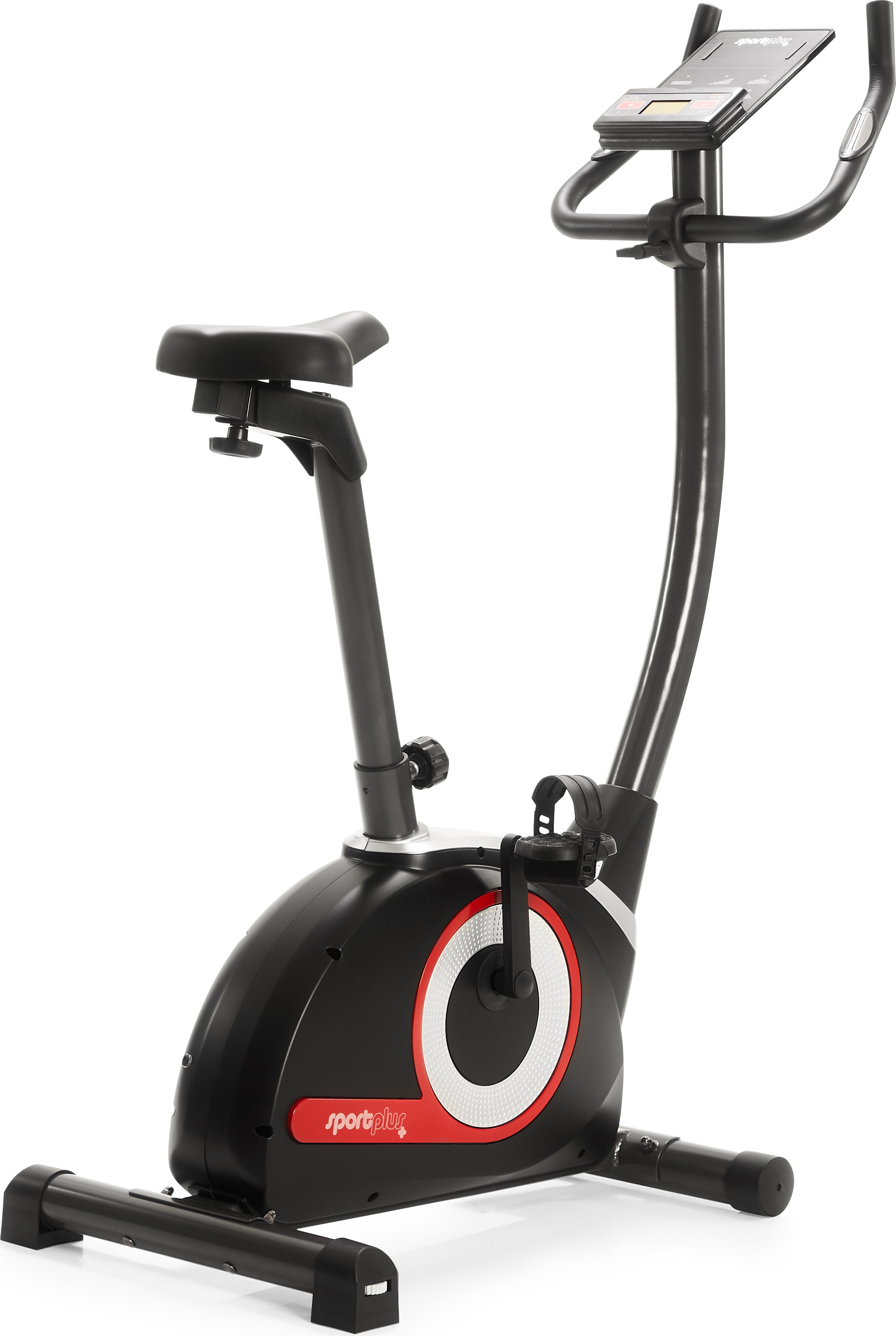 SportPlus I Stacionárny trenažér I Bicykel, stacionárny trenažér pre domáce použitie, 9 kg zotrvačník, stacionárny bicykel s remeňovým pohonom, permanentný magnet, brzdový systém s 24 úrovňami odporu, SP-HT-9510-iE