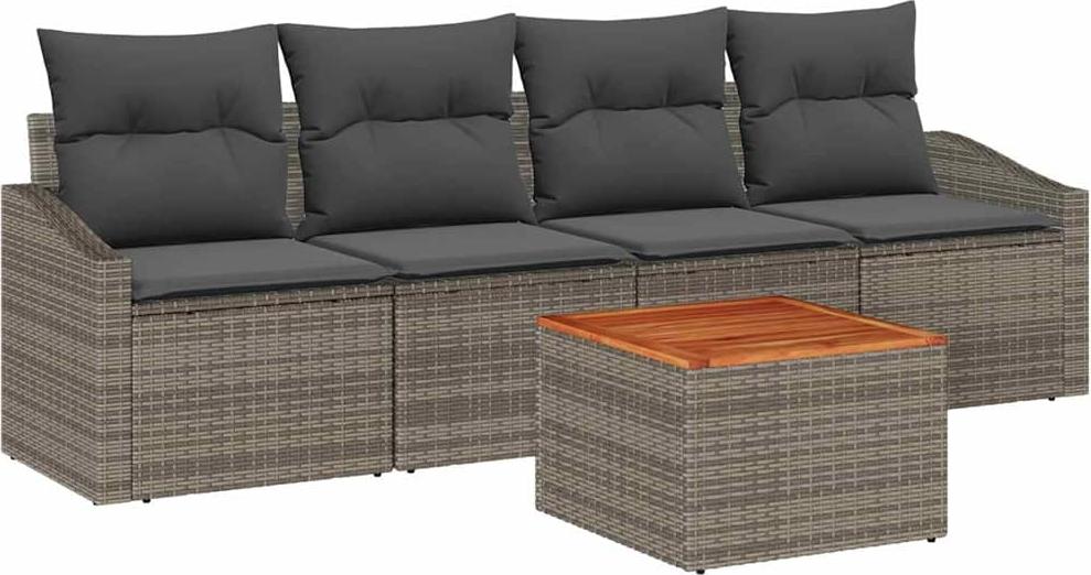 vidaXL Záhradná sedacia súprava 5 ks sivá