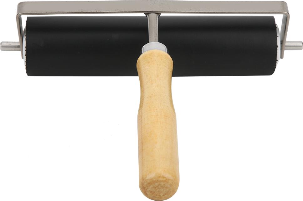 Gistuch Gummi-Druckwalze 15cm, mit Holzgriff & abnehmbar, gleichmäßige Farbaufträge – langlebiges Kunstwerkzeug