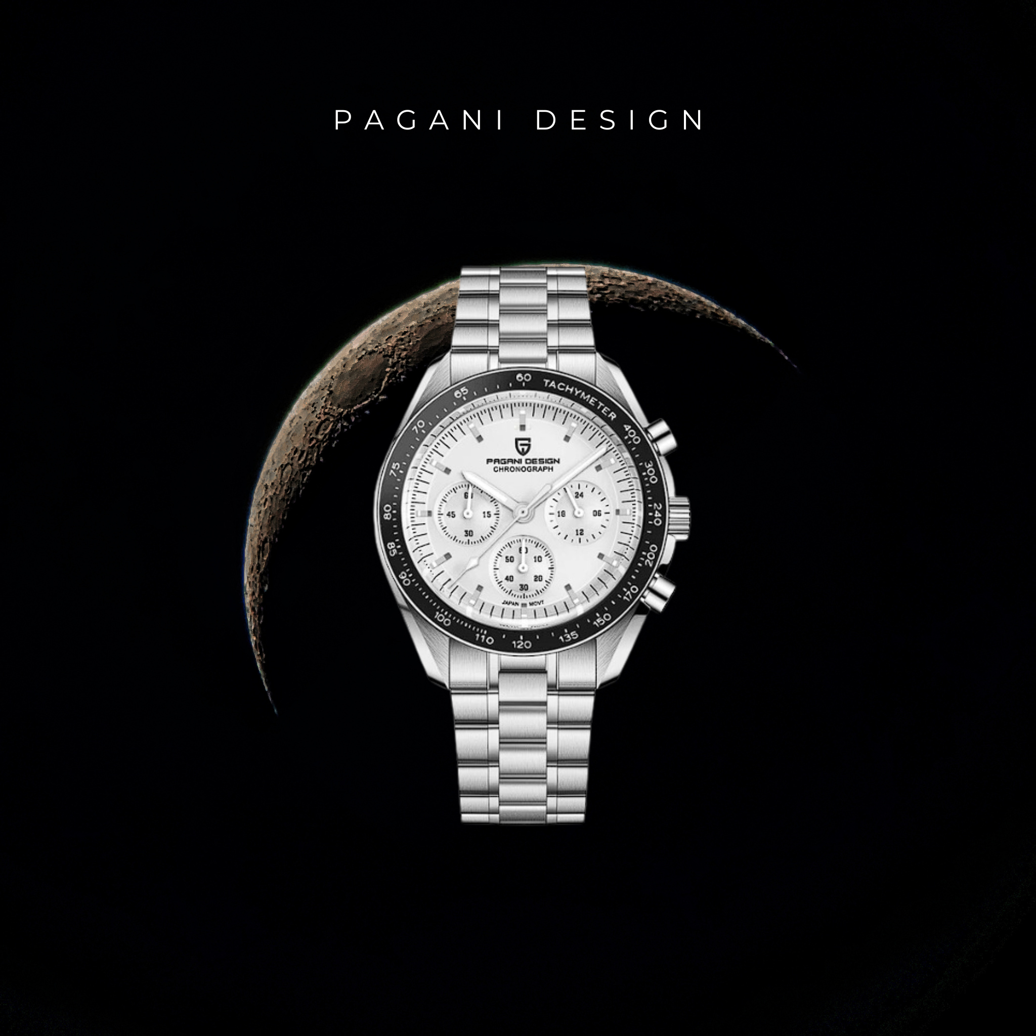 Pagani Design V3 Moonswatch Moonwatch Pánske Quartz Chronograph hodinky Japonsko VK63 hnutie z nehrdzavejúcej ocele vodotesné Chronograph (Omega Hommage)
