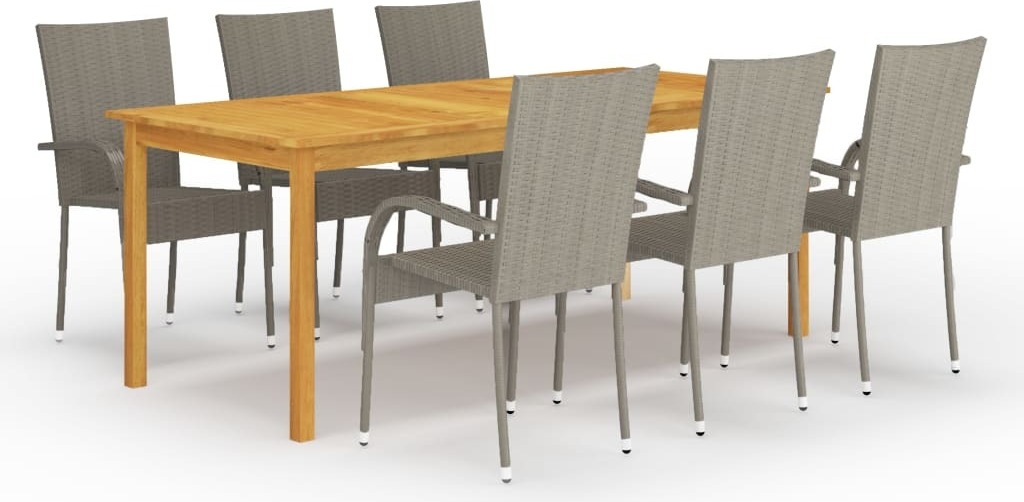 The Living Store 7 ks. Záhradný jedálenský set sivý