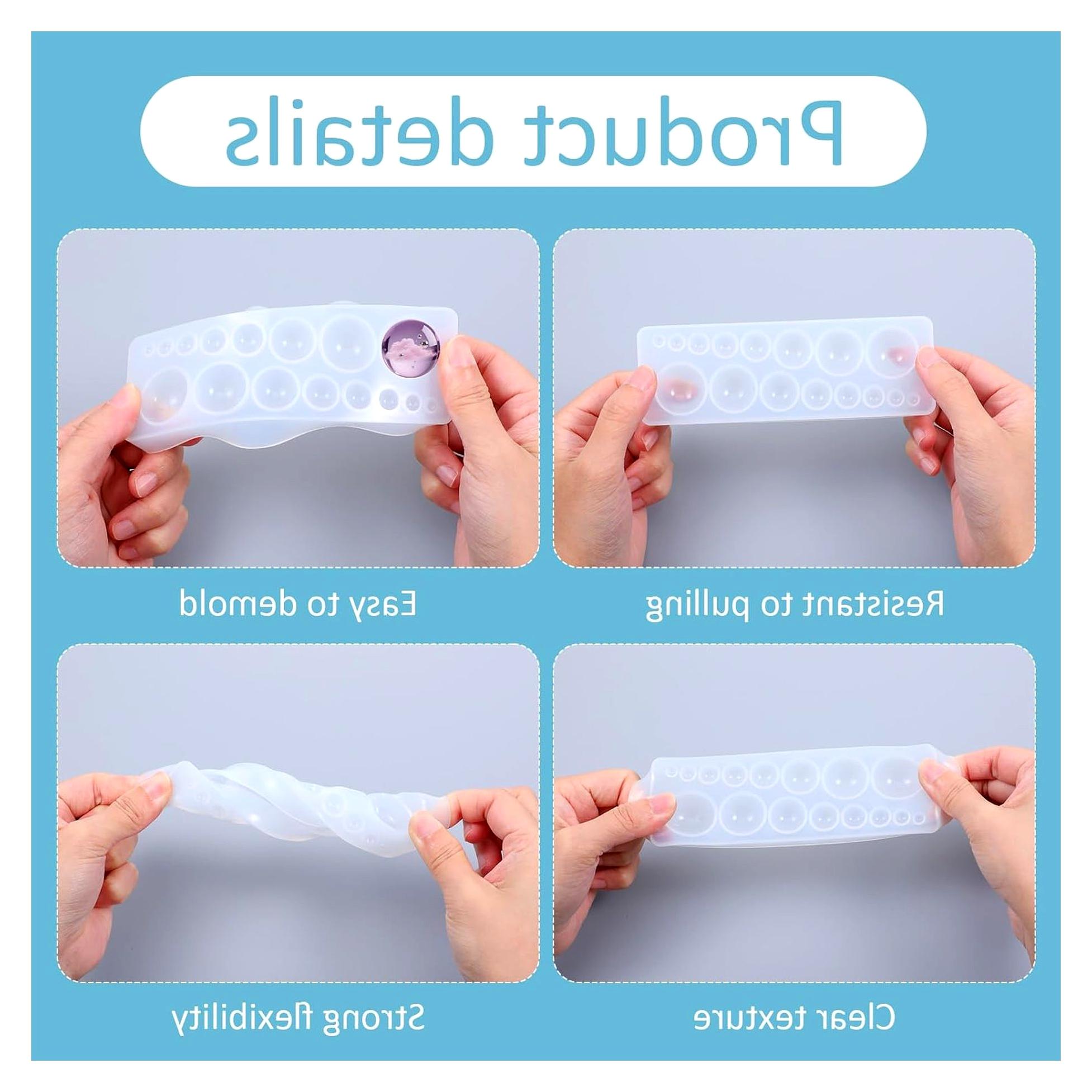 Markenlos 2 Stück Silikonformen Set für Cabochons, Runde Harzformen für DIY Schmuckbasteleien