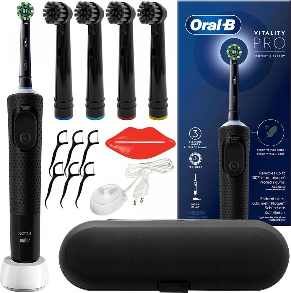 Elektrická zubná kefka Oral-B Vitality PRO D103 Black 4 nástavce + puzdro