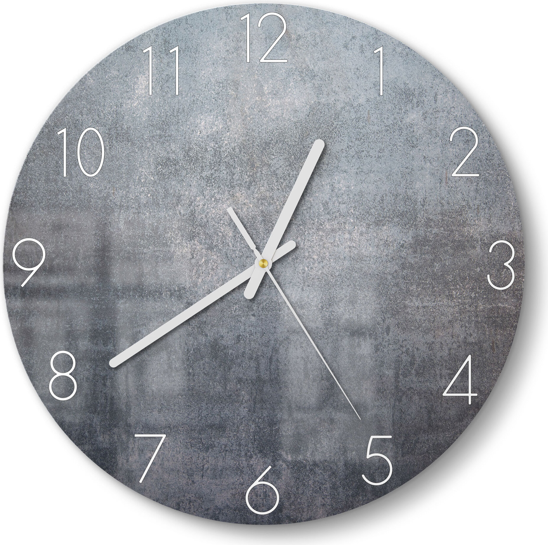 DEQORI Glasuhr Ø30 cm Zahlen 'Raue Metalloberfläche' Wanduhr Glas Uhr Design leise WC-D30-N-1187