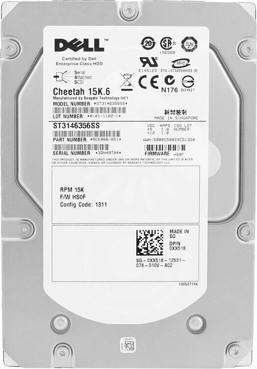 DELL 0XX518 146GB SAS 3Gb/s 15K 16MB 3.5''