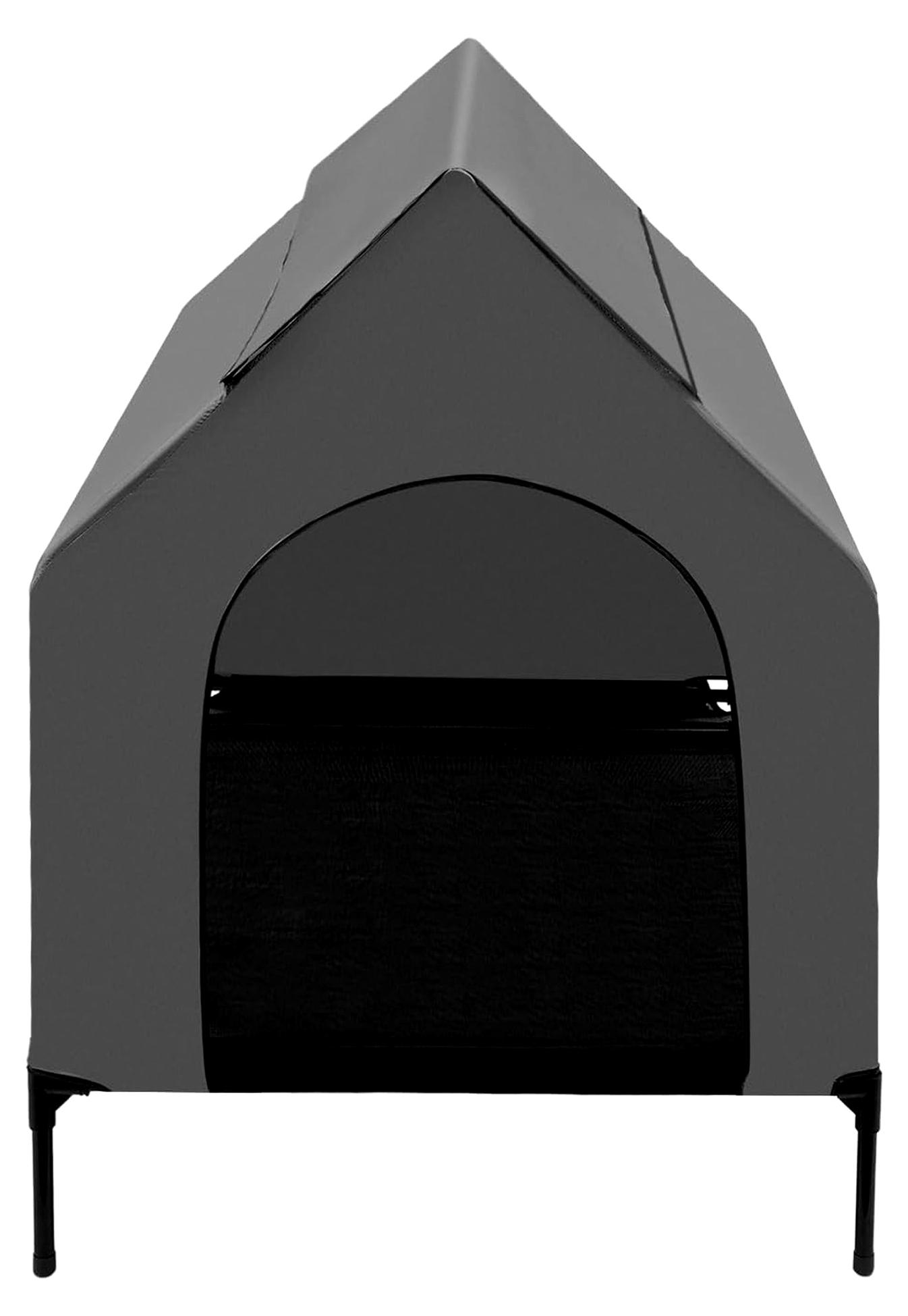 Markenlos Hundeliege für den Außenbereich mit Dach, Hundezelt 125 x 92 x 122 cm, erhöhtes Hundebett, 2-in-1-Hundebett und Zelt, Haustierbett