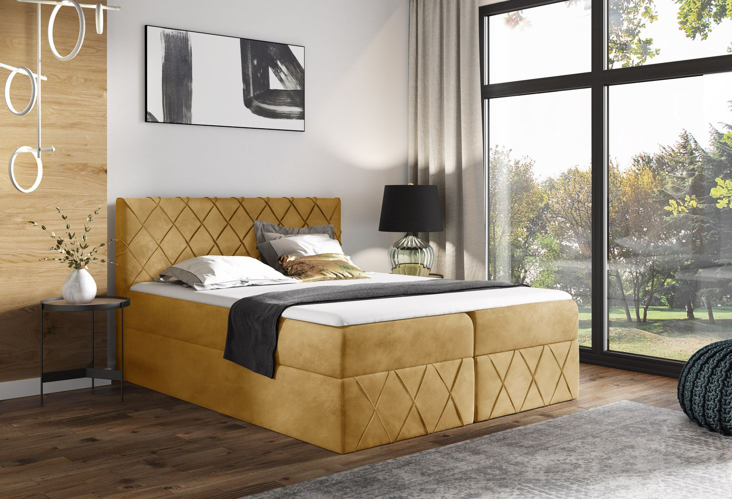 Manželská posteľ 180x200 PEREZ LUX - medová + topper ZDARMA