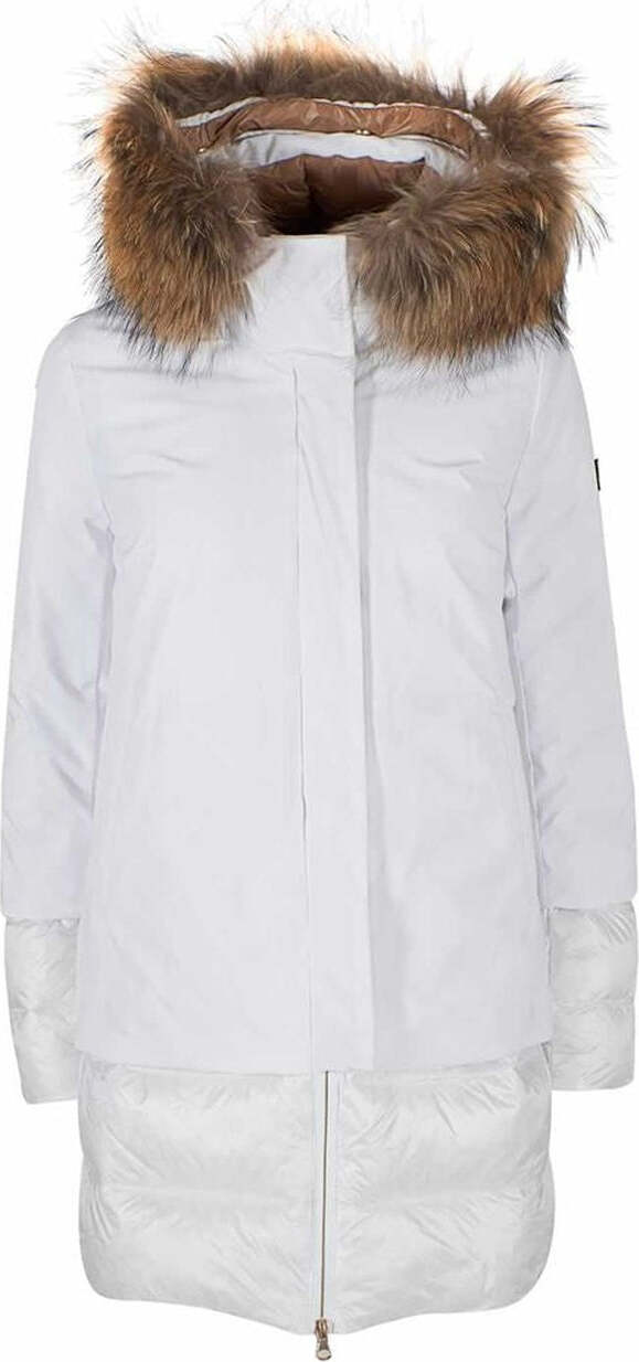 Yes Zee Elegant gesteppte Nylon -Down -Jacke mit Pelzkragen – L