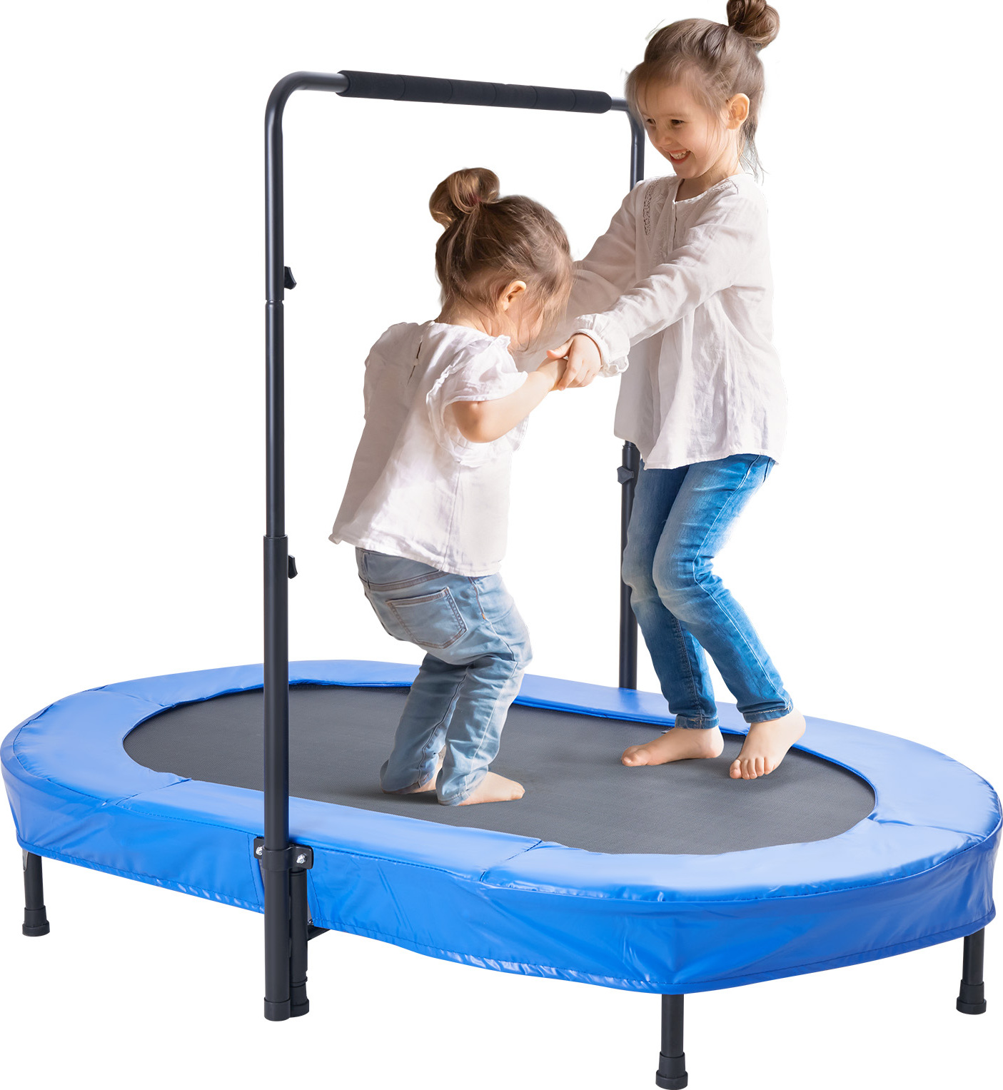 SucceBuy detská trampolína, 56x36 palcov vnútorná-venkovná trampolína, skladacia mini trampolína s rukoväťou, trampolína pre batoľatá, ideálny darček k narodeninám pre deti od 3 rokov