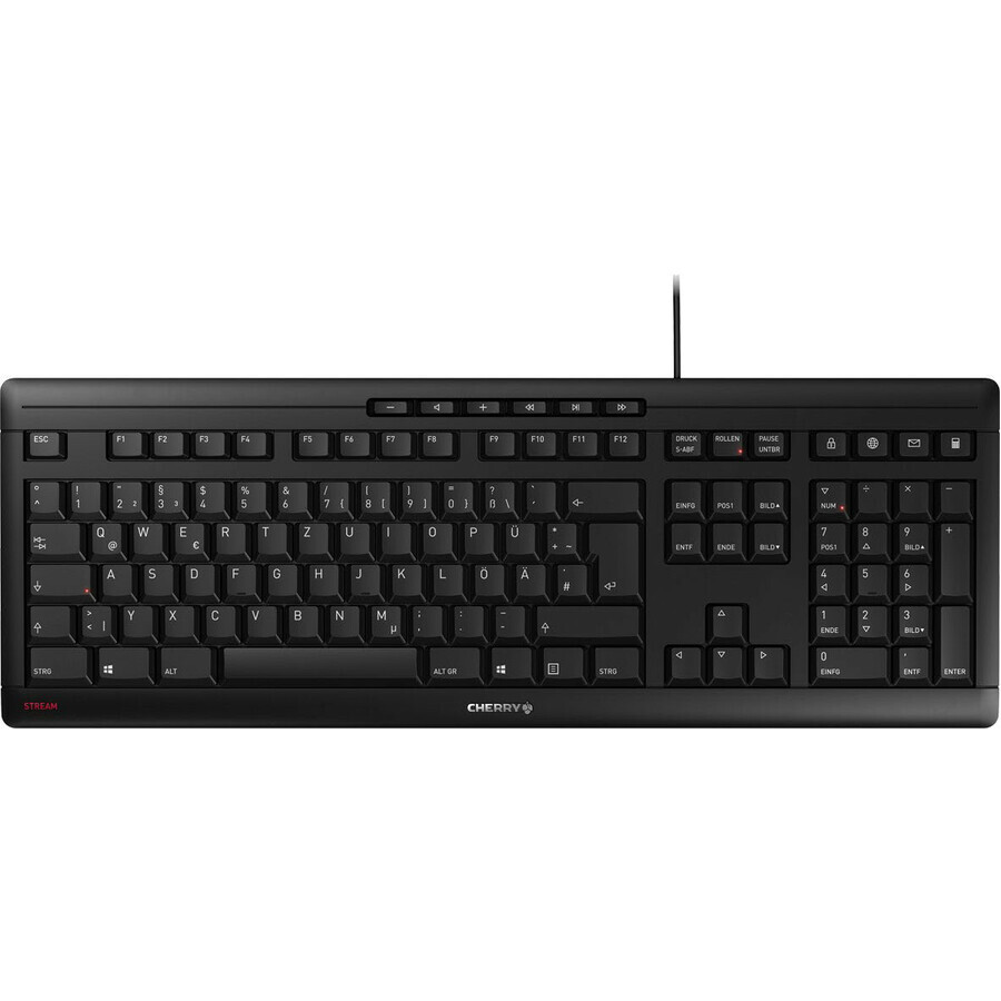 Cherry STREAM, Volle Größe (100%), USB, Mechanischer Switch, QWERTY, Schwarz JK-8500IT-2