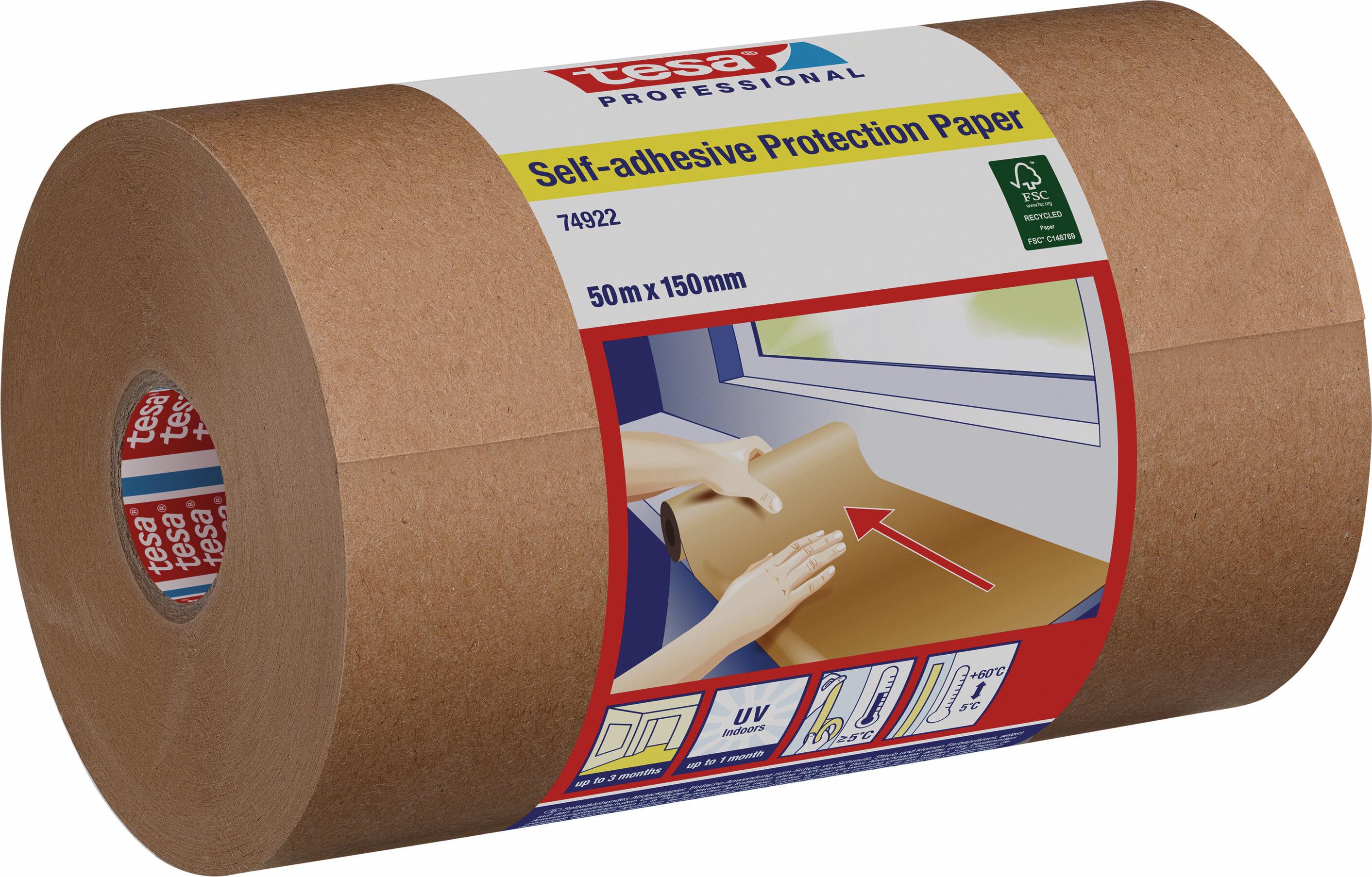tesa Schutzpapier 50m x 15cm selbstklebend Malerarbeiten, innen & außen 74922-00000-00