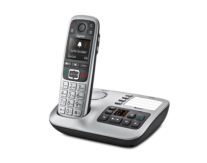 Gigaset E560A DECT Schnurloses Telefon mit Anrufbeantworter und Anrufer-ID Schwarz/Silber E 560 A