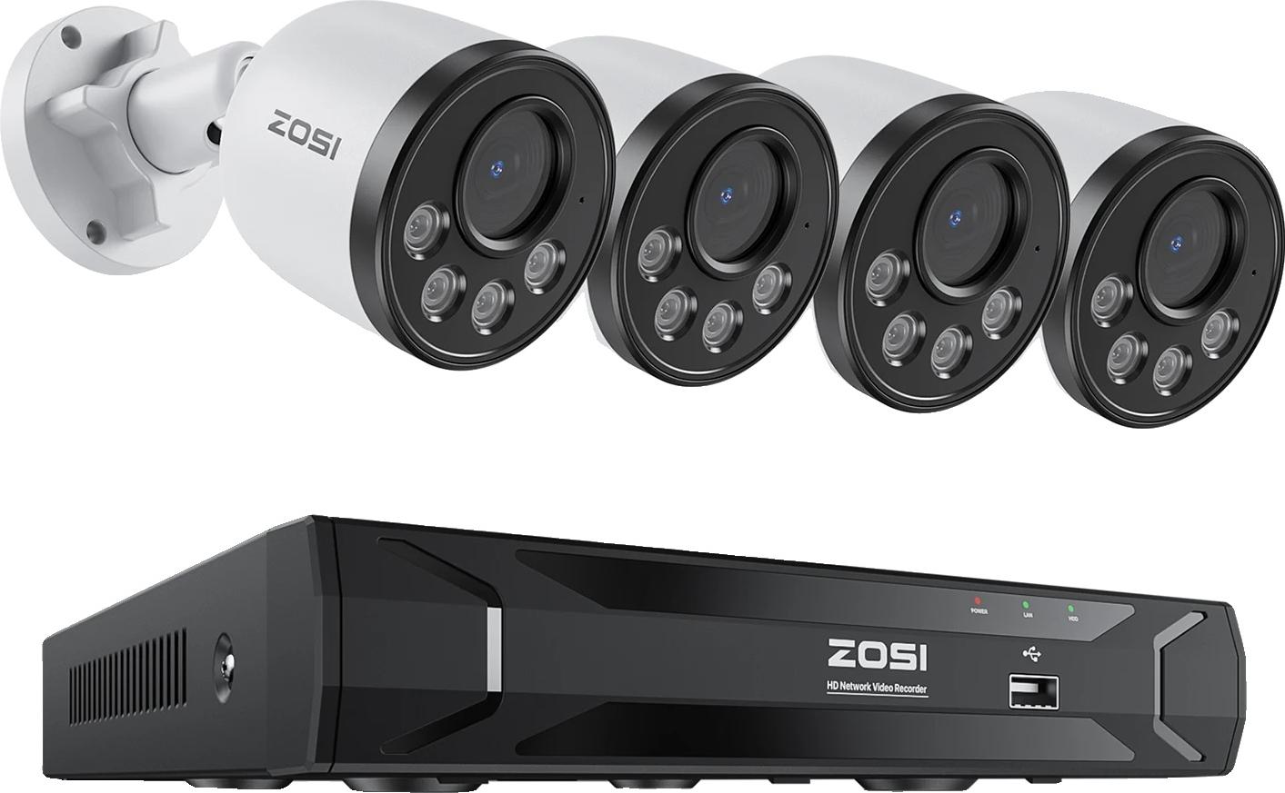 Bezpečnostný kamerový systém CCTV, rozlíšenie 4 MP, 8-kanálový NVR, integrovaný mikrofón, 8CH NVR 4 kamery, 2T