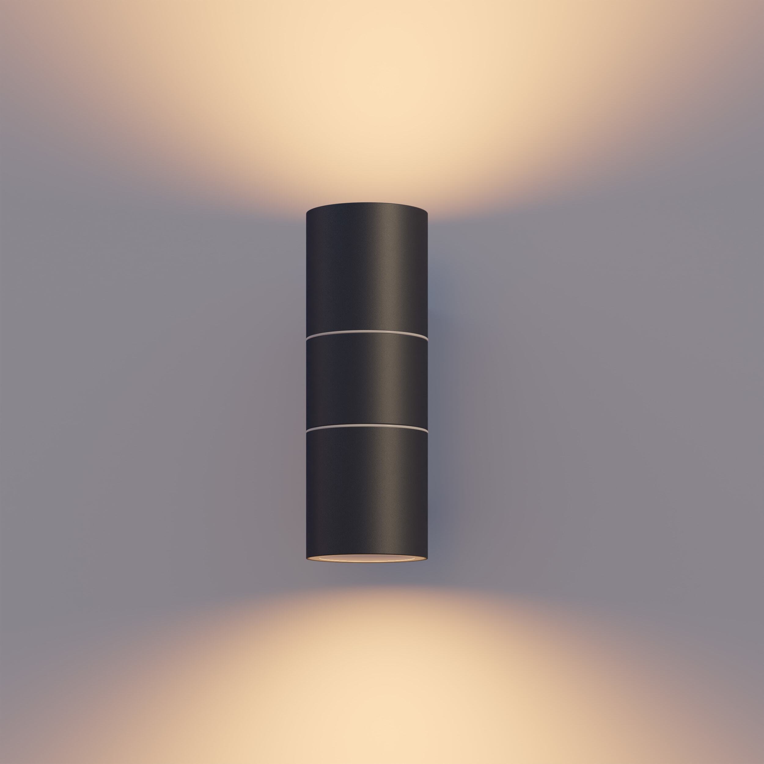 Calex Turin Wandleuchte, für Außen & Innen, 2x GU10 Fassung, Zylinderform, Up & Downlight, wasserdicht, ohne Leuchtmittel, Schwarz 4301000900