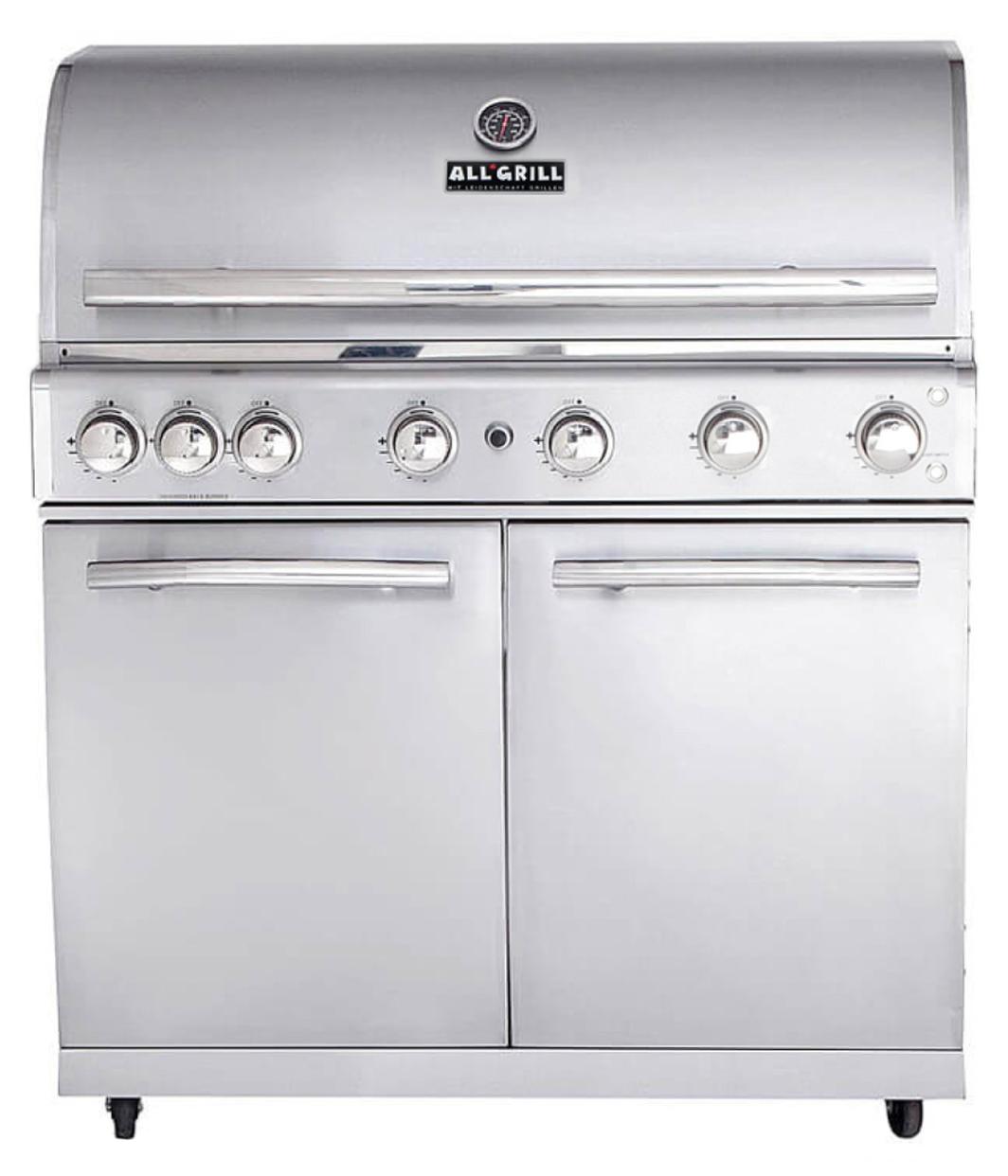 Plynový gril ALLGRILL CHEF XL z nehrdzavejúcej ocele, modulárny základný model 6 horákov, zadný horák (500906)