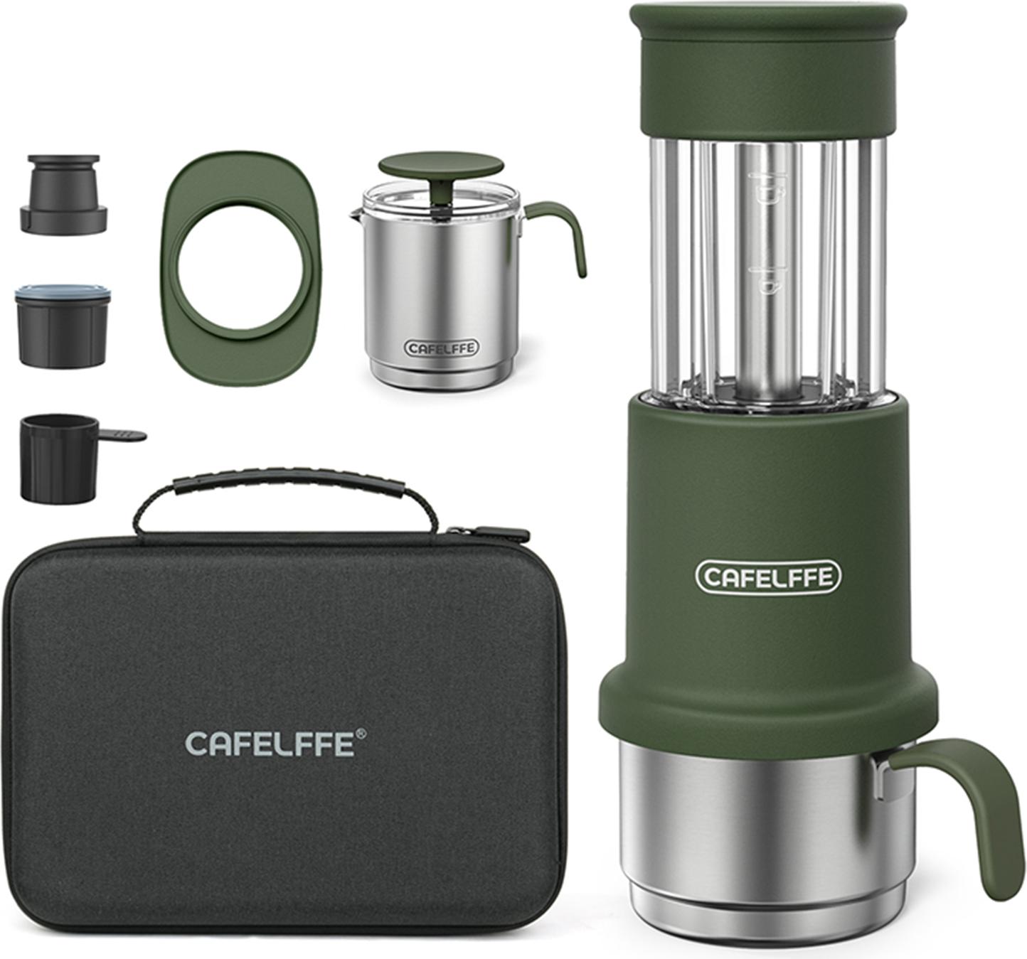 Prenosný cestovný kávovar Set 2 v 1 Kompatibilný NES Kapsule a mletá káva Manuálny ručný lis na kávu so 120ml šálkou z nehrdzavejúcej ocele 80ml šálkou s nádržkou na vodu 60ml šálkou na napenenie mlieka Úložné puzdro
