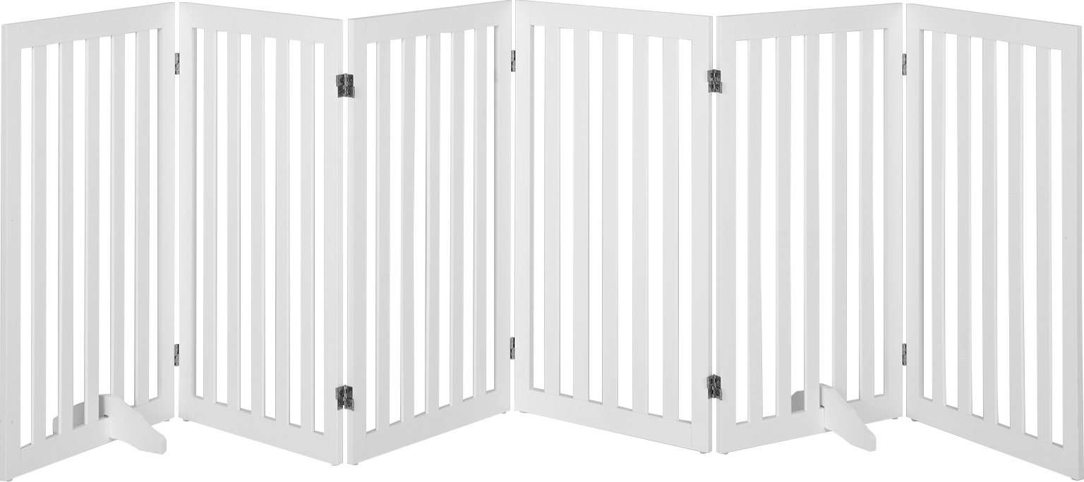 COSTWAY Absperrgitter Hunde 89cm Hoch, 6 Paneelen Schutzgitter Holz, Treppengitter klappbar flexibel