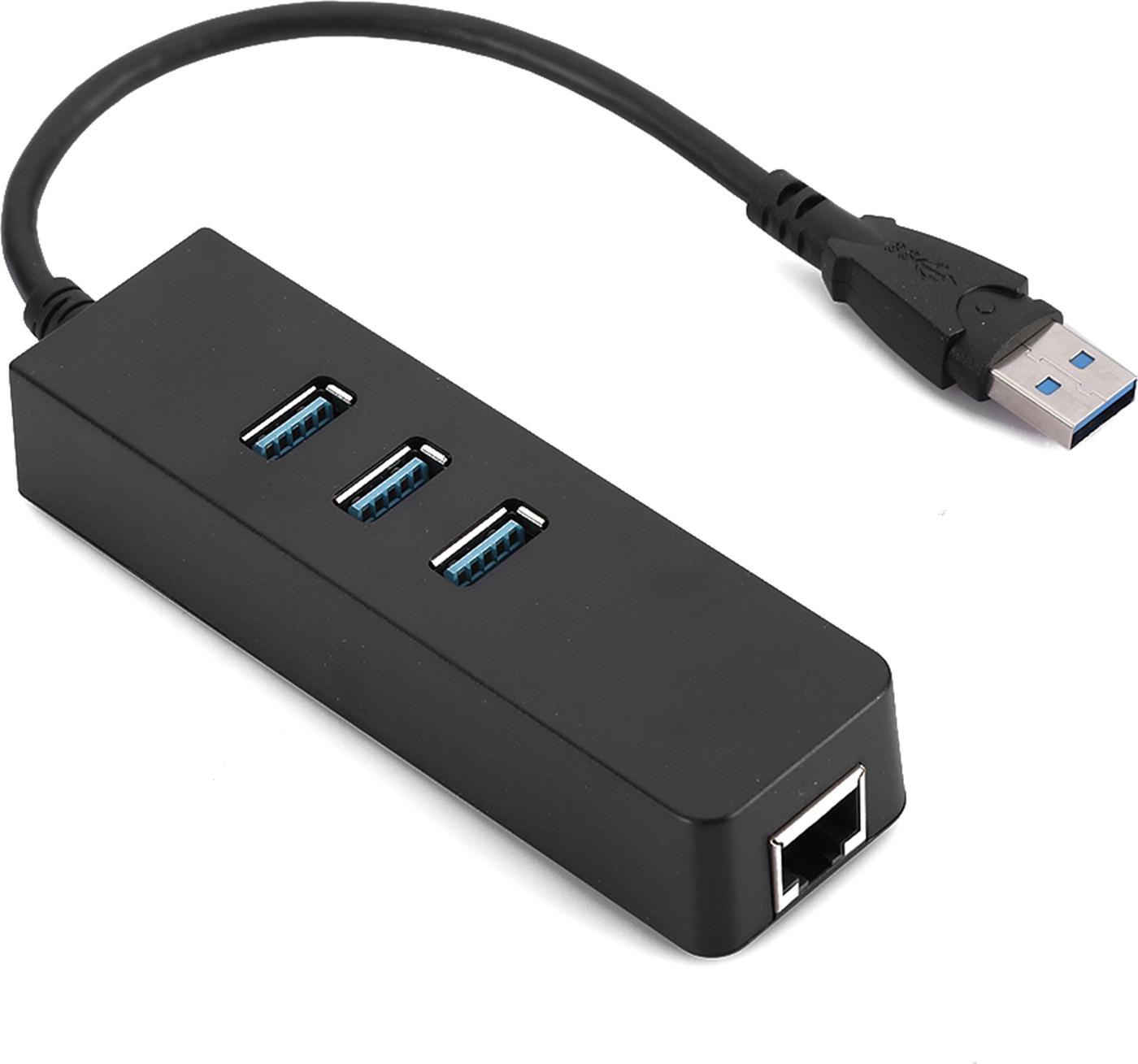 DM HE27 RTL8153 USB 3.0 Ethernet prevodník s 3 portovým 3.0 HUB-om na RJ45 Disk
