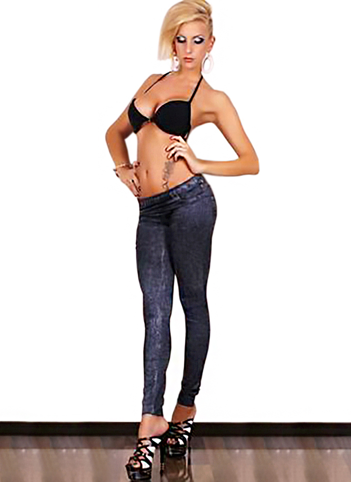 Treggings Thermo Hose Jeans Jeggings Röhre High Waist Leggings Stretch Sterne 
