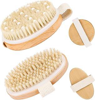 Akhan Trockenbürste Lymphdrainage, 2 Stück Körperbürste Cellulite, Körperbürste Naturborsten, Badebürste, Dry Brush, Massage Bürste, Trockenmassage Bürste, um die Durchblutung zu verbessern 174803003