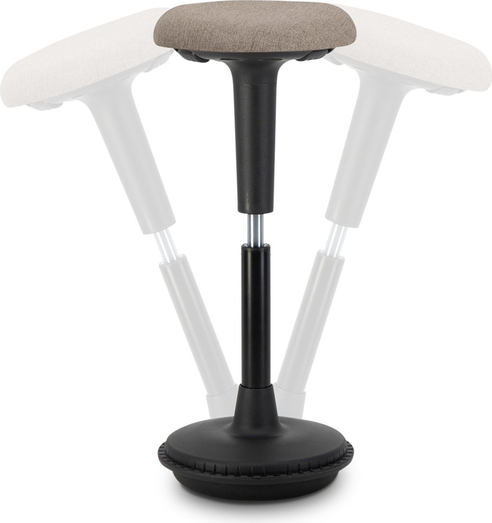 Wobblez Wobble Wackelhocker - Ergonomischer Hocker für aktives Sitzen - Höhenverstellbar Stuhl - 63 cm bis 83 cm - Kieselgrauer Sitz - Schwarzes Gestell